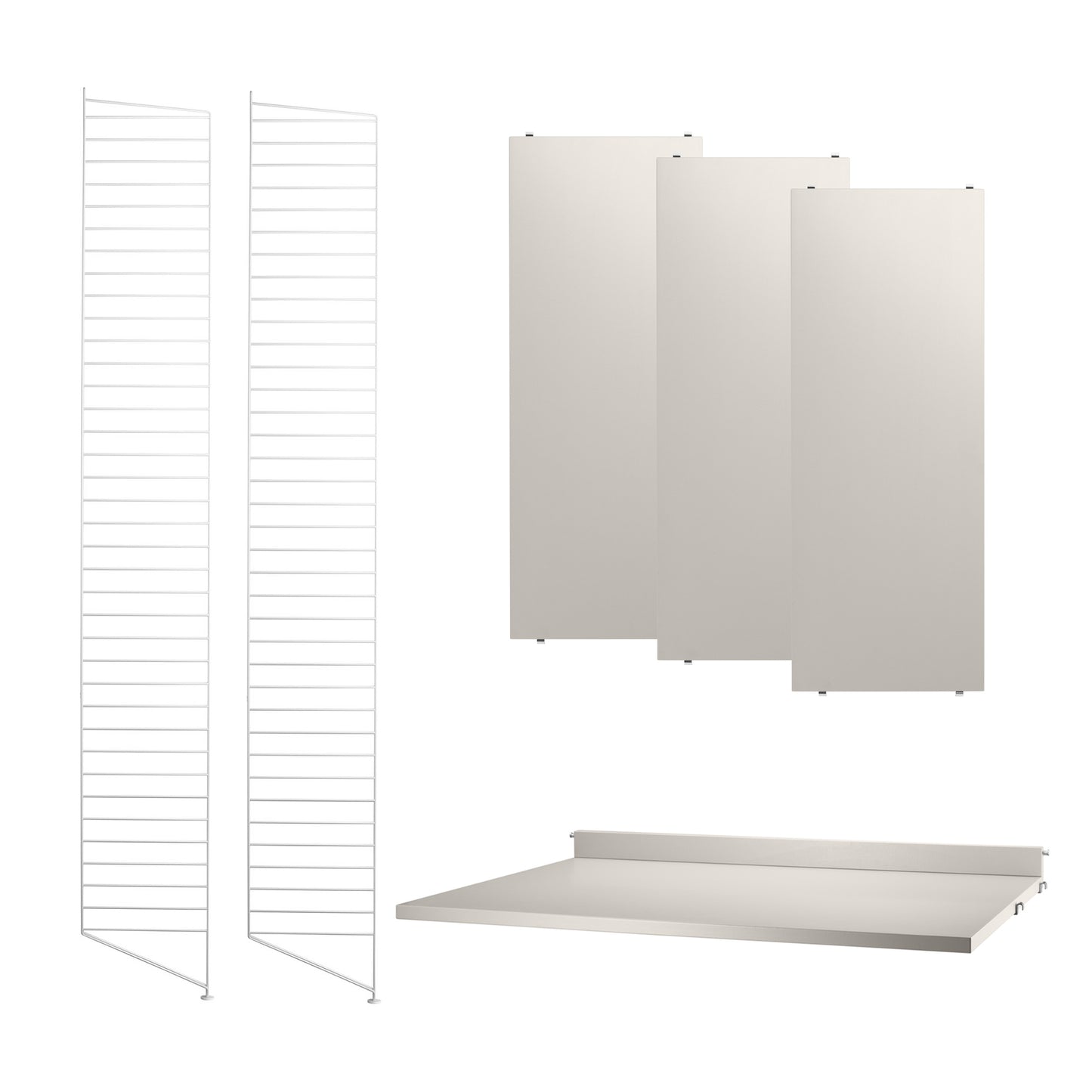 String System kokonaisuus hyllyt+työtaso beige/valkoinen