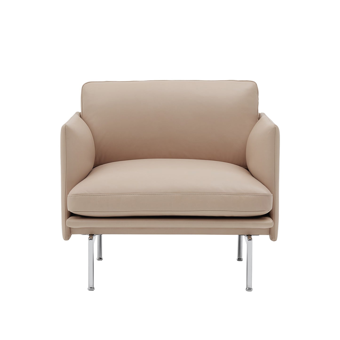 Muuto Outline nojatuoli Beige nahka/polished aluminum