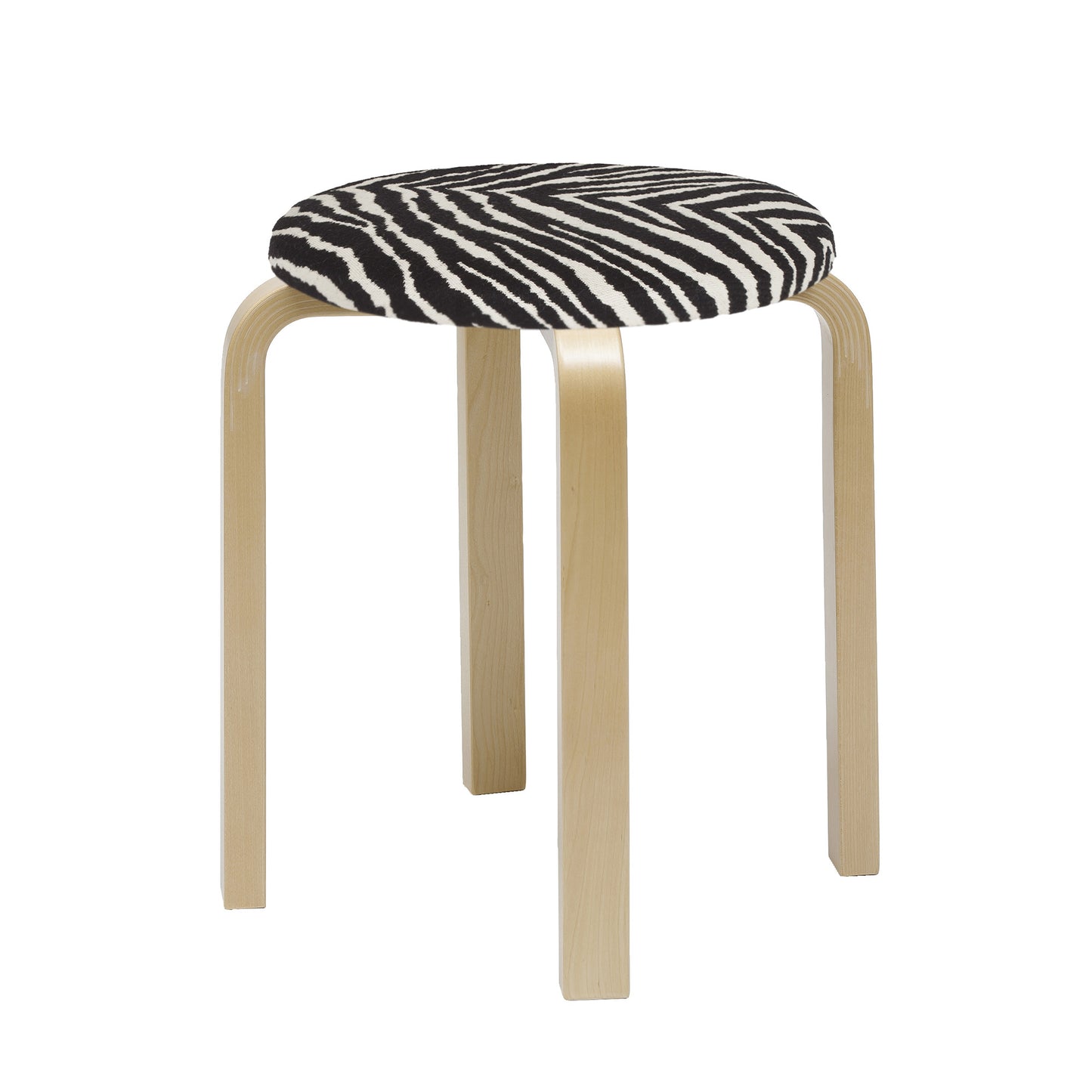 Artek E60 jakkara Zebra-verhoilu koivu