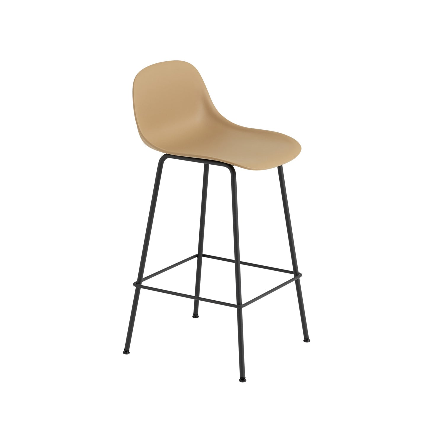 Muuto Fiber baarituoli selkänojalla, teräsjalat, okra/musta