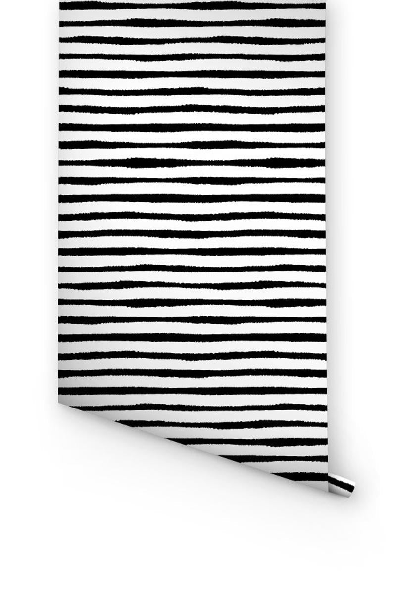 Black And White Stripes Removable Wallpaper
