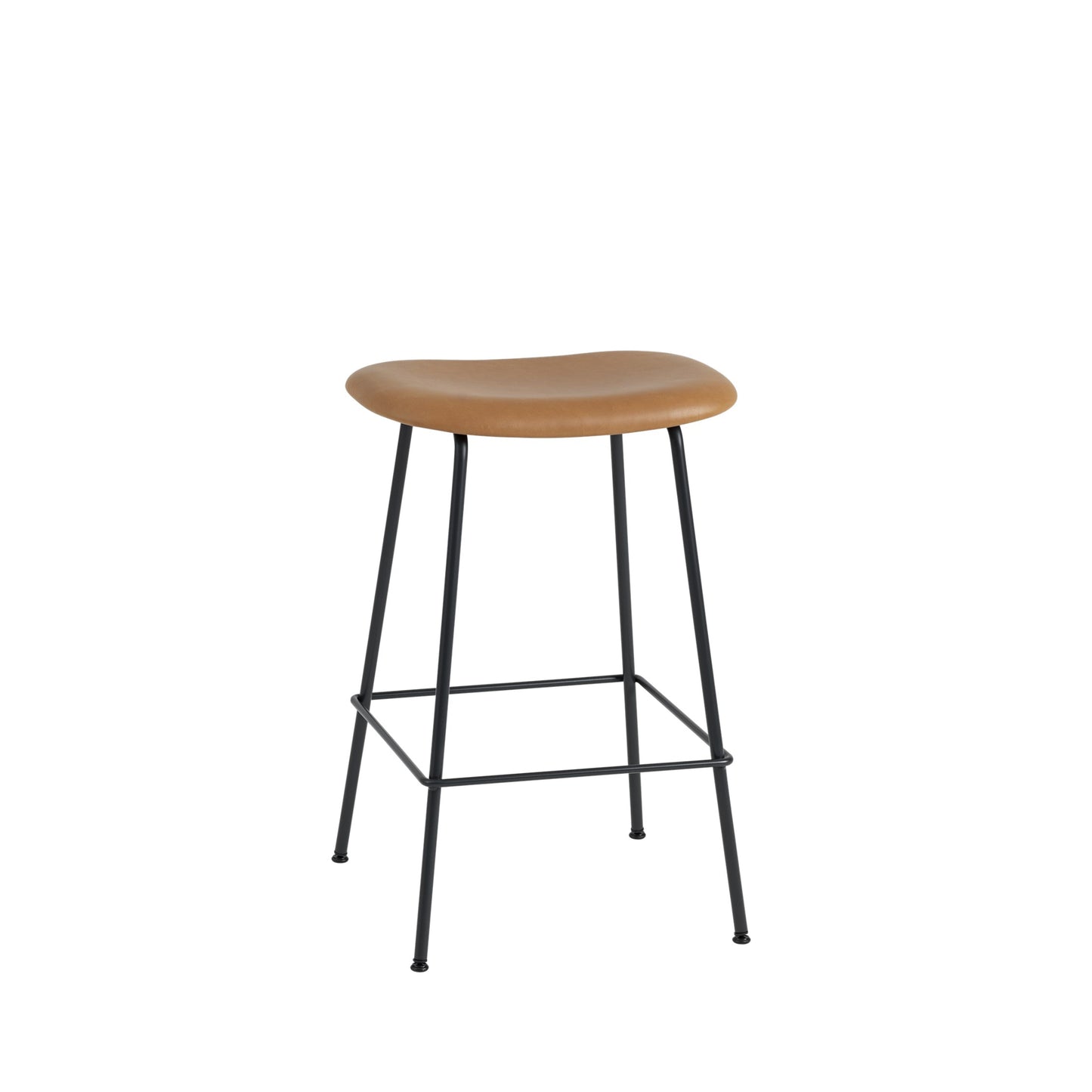 Muuto Fiber baarituoli, teräsjalat, konjakki/musta
