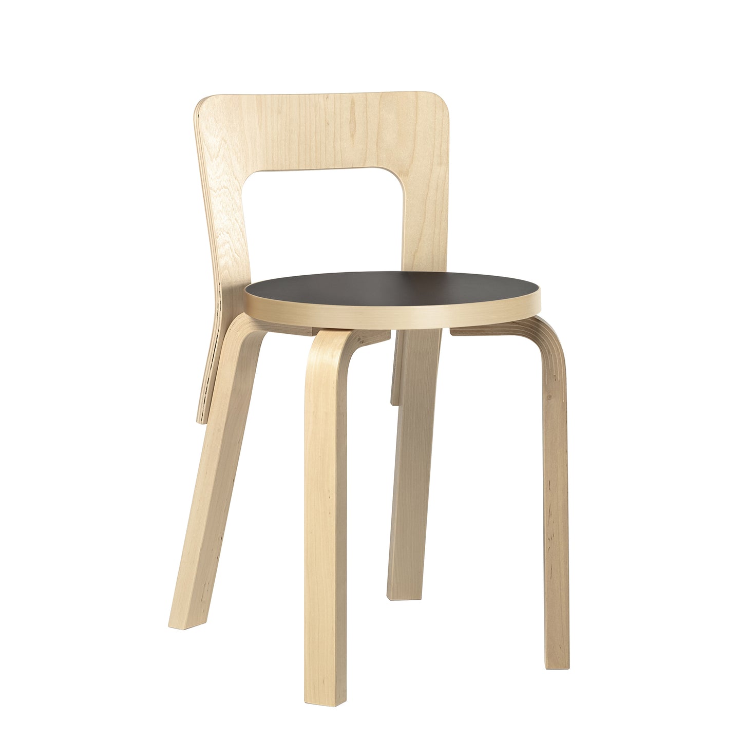 Artek 65 tuoli istuin musta linoleum