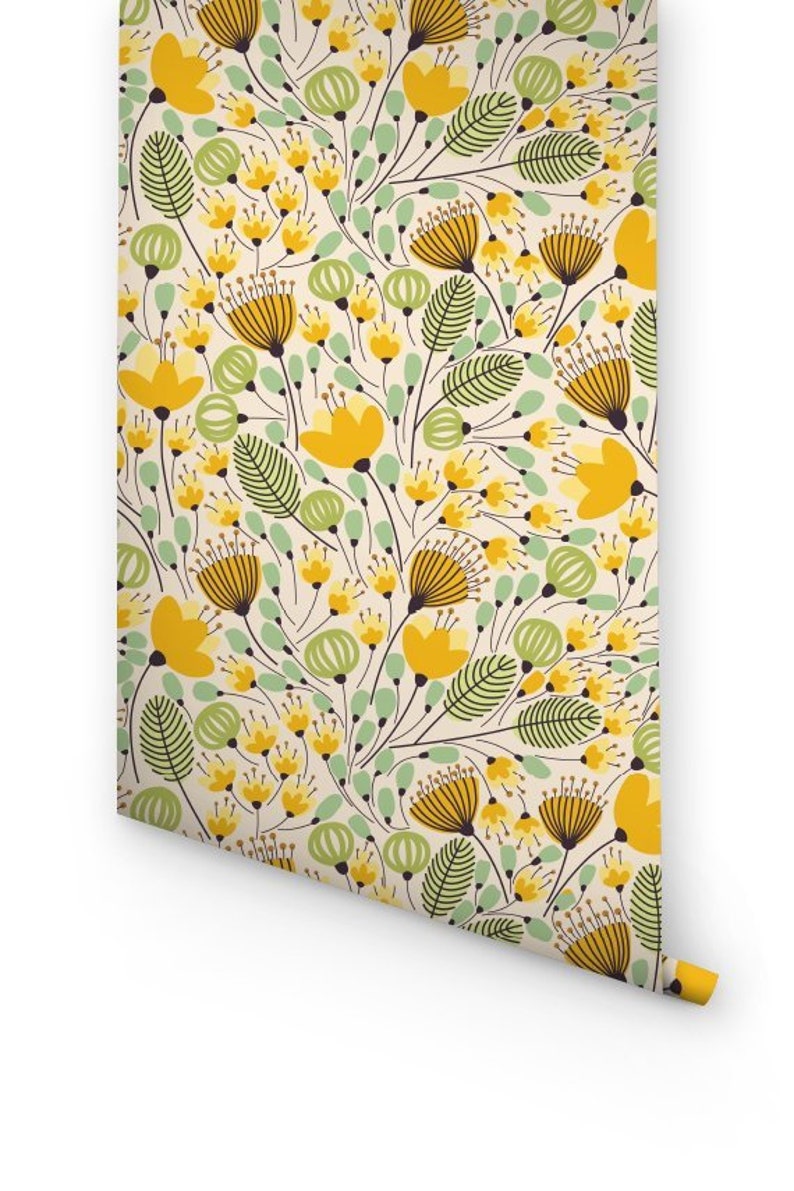 Yellow Botanical Removable Wallpaper
