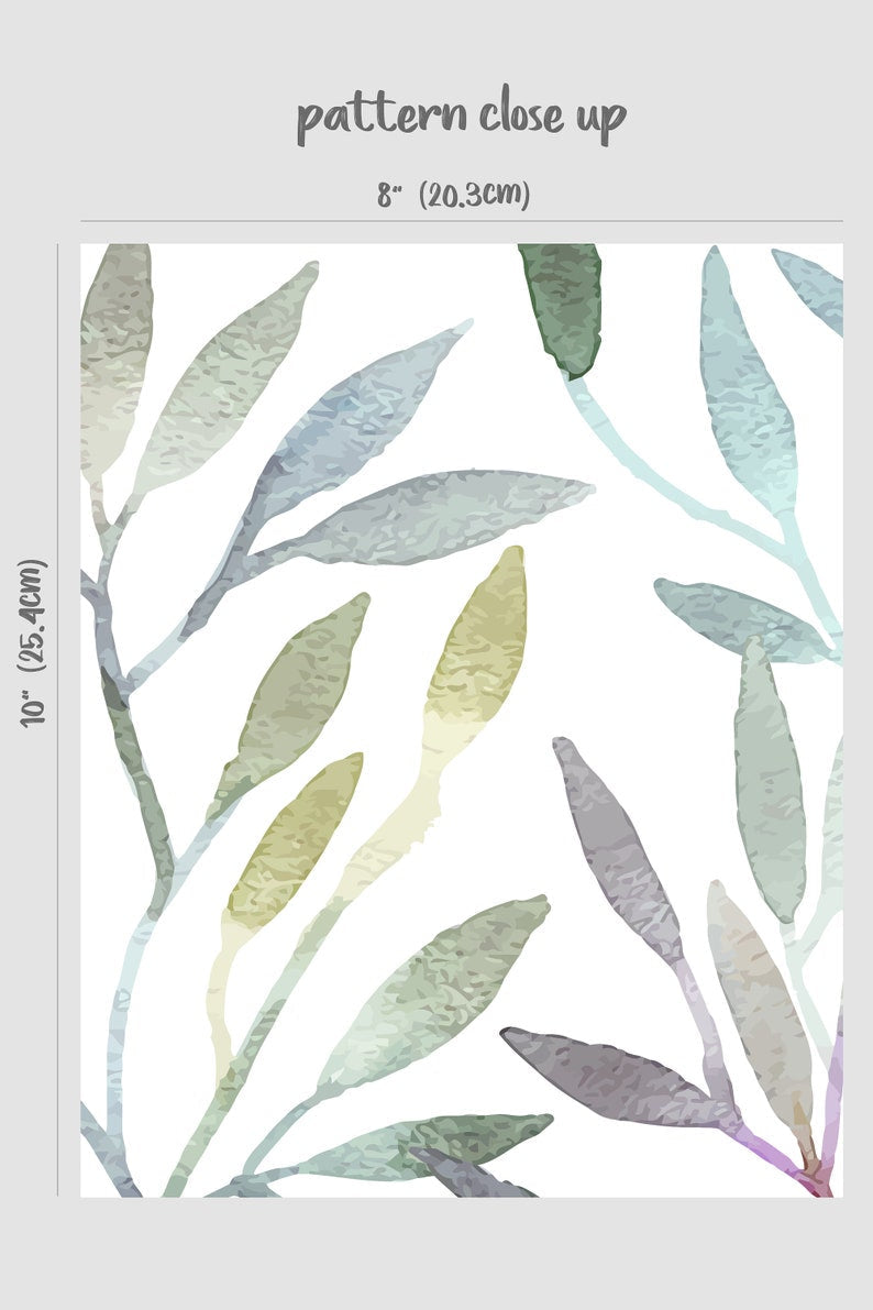 Watercolor Leaves Pattern Removable Wallpaper