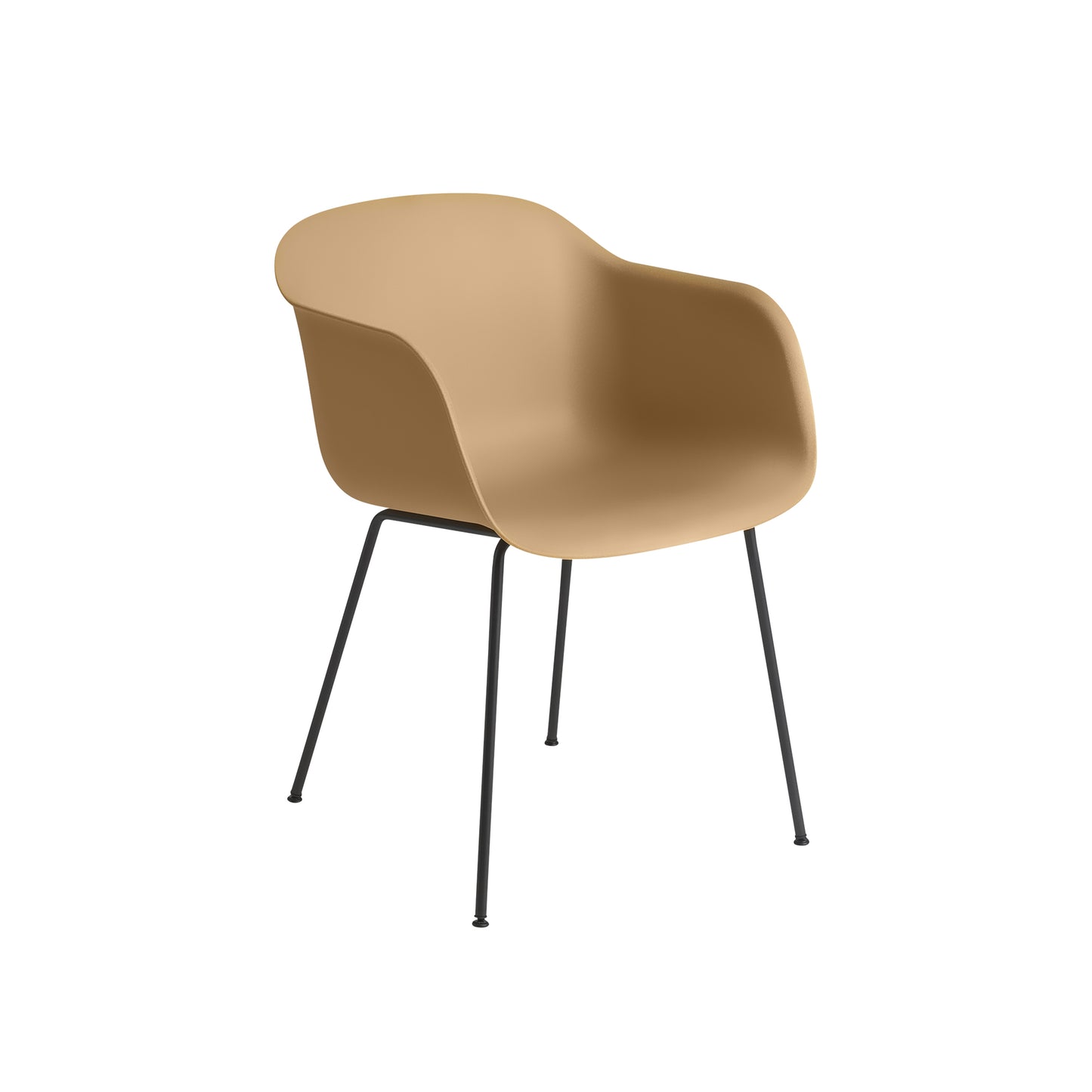 Muuto Fiber tuoli käsinojilla, teräsjalat, okra