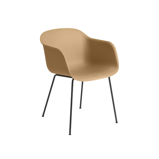 Muuto Fiber tuoli käsinojilla, teräsjalat, okra