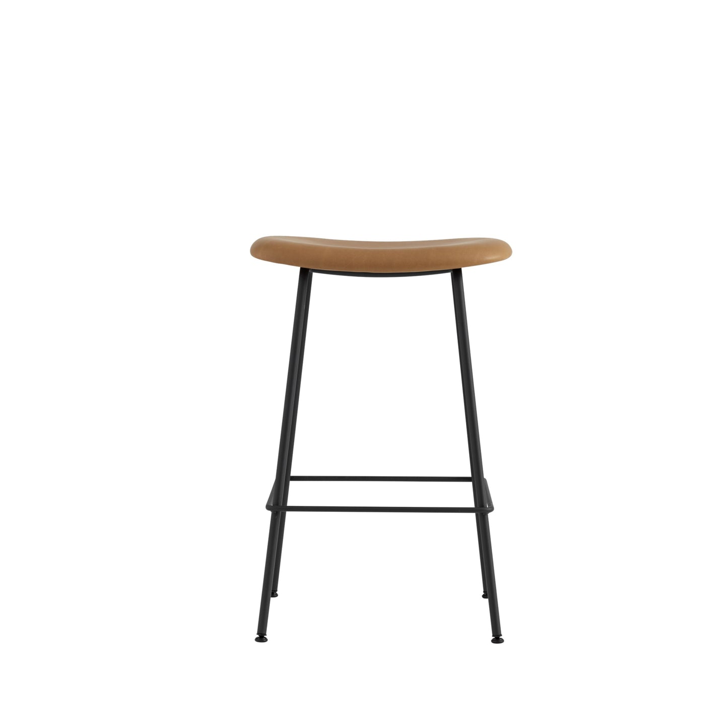 Muuto Fiber baarituoli, teräsjalat, konjakki/musta