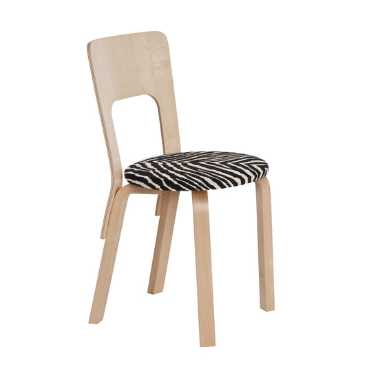 Artek 66 tuoli istuin verhoiltu Zebra-kangas