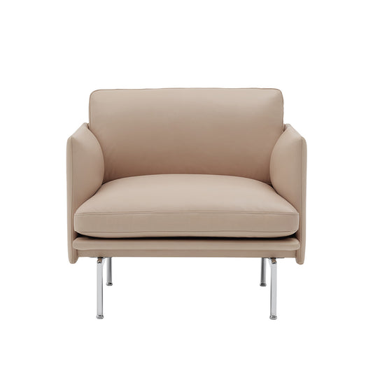 Muuto Outline nojatuoli Beige nahka/polished aluminum