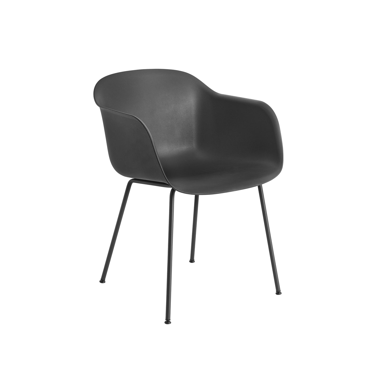 Muuto Fiber tuoli käsinojilla, teräsjalat, musta
