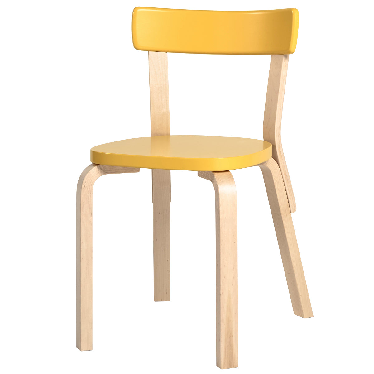 Artek 69 tuoli istuin ja selkänoja keltainen