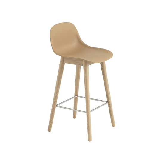 Muuto Fiber baarituoli selkänojalla, tammijalat, okra/tammi