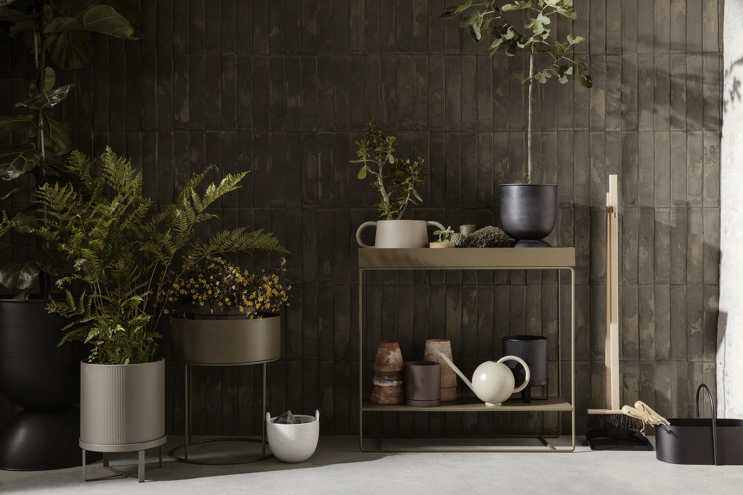 Ferm Living Plant box pyöreä oliivinvihreä