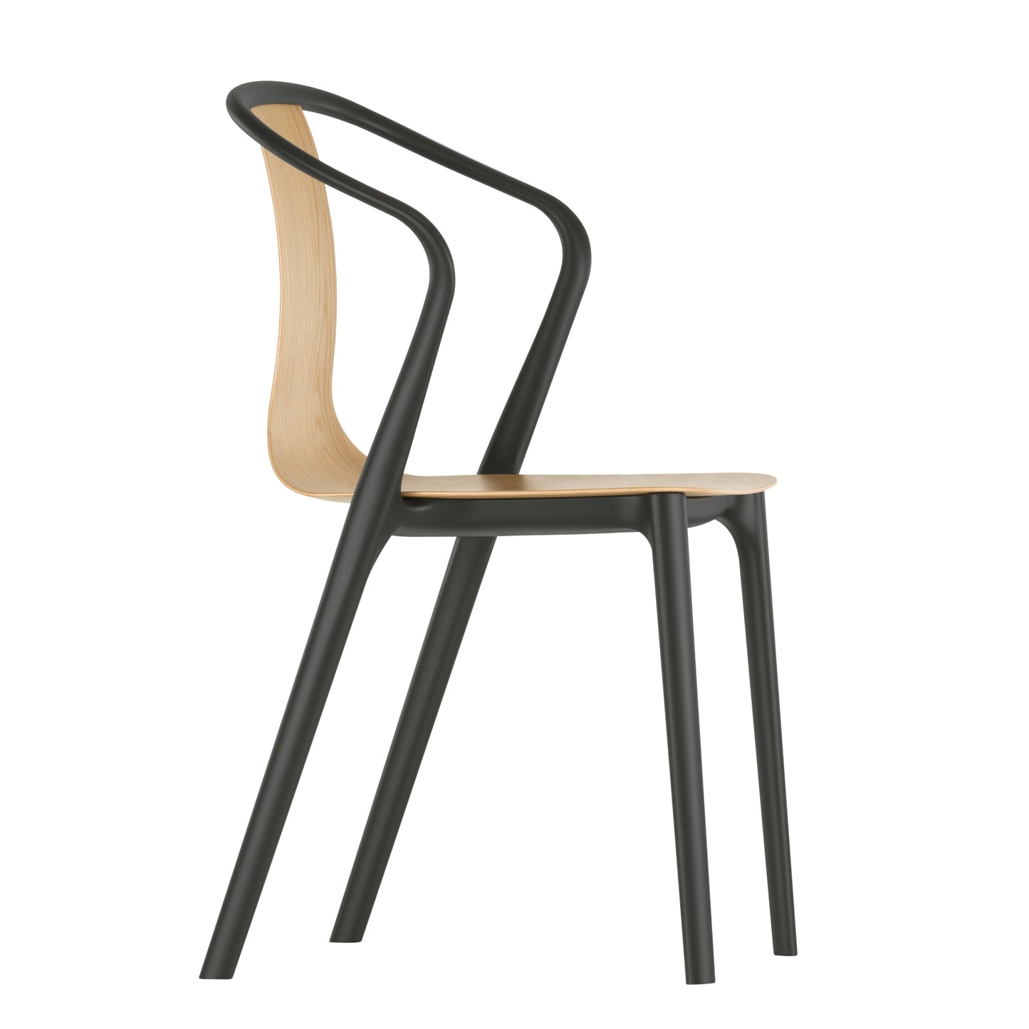Vitra Belleville tuoli käsinojilla musta/tammi