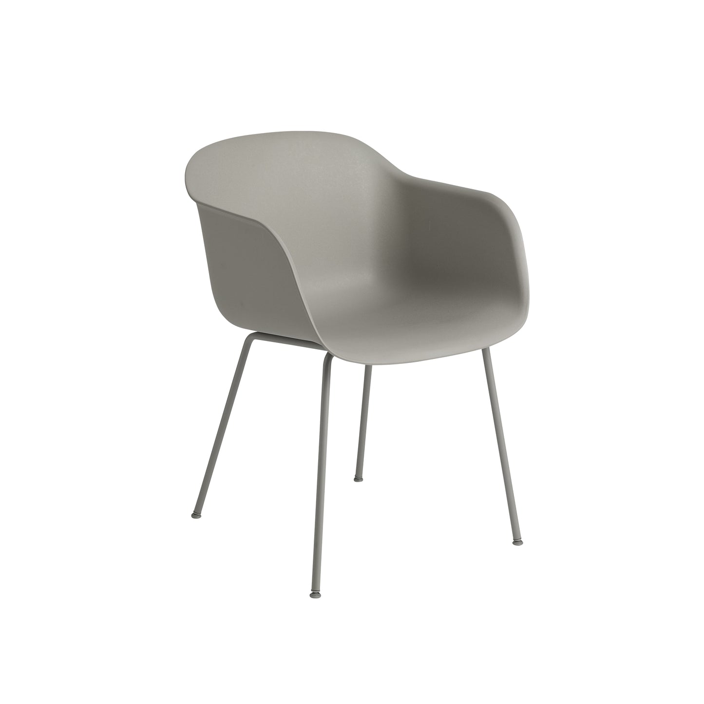 Muuto Fiber tuoli käsinojilla, teräsjalat, harmaa