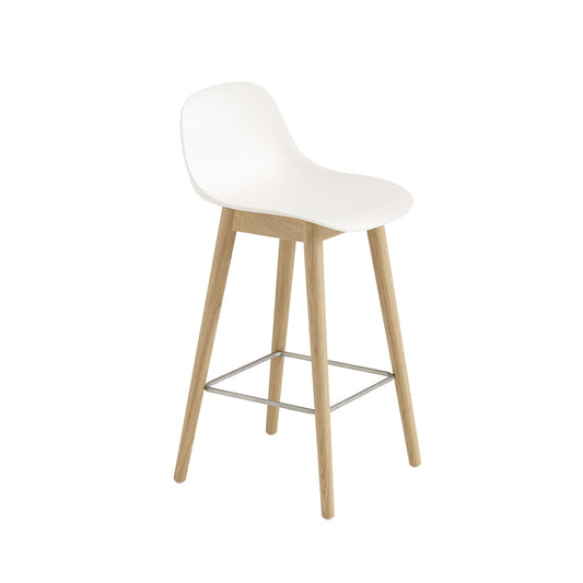 Muuto Fiber baarituoli selkänojalla, tammijalat, valkoinen/tammi