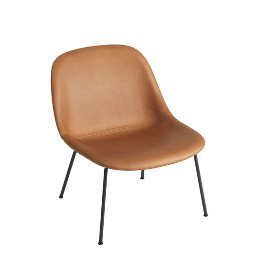 Muuto Fiber lounge tuoli, teräsjalat, cognac/musta