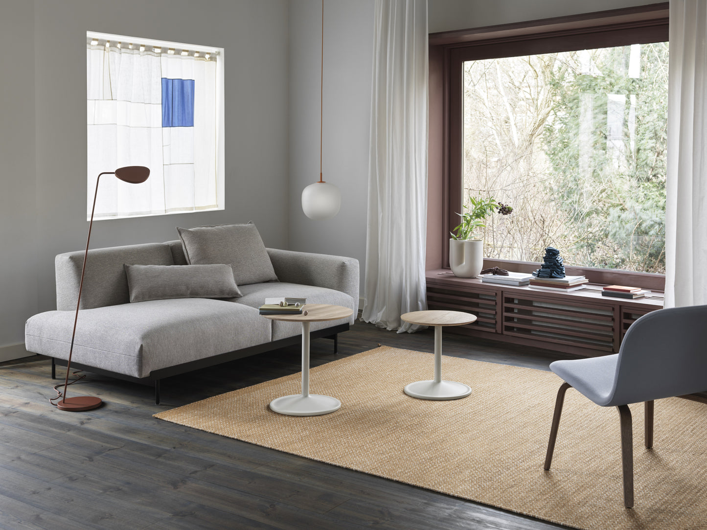 Muuto Soft sivupöytä Ø41 matala tammi/luonnonvalkoinen