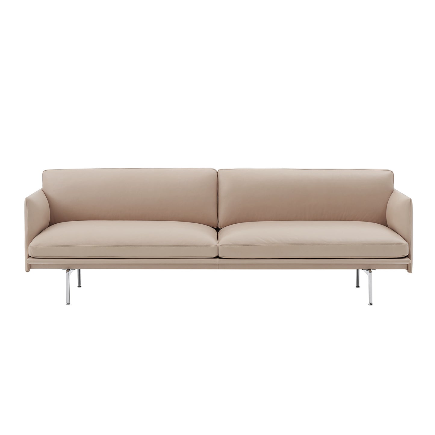 Muuto Outline 220cm sohva Beige nahka/polished aluminum