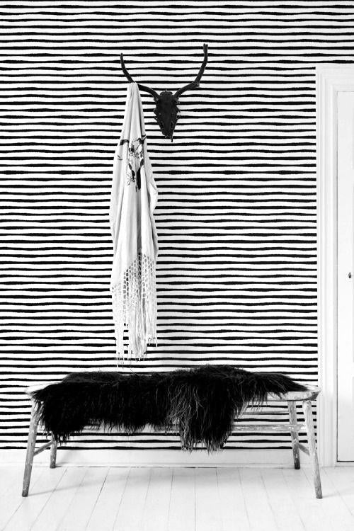 Black And White Stripes Removable Wallpaper