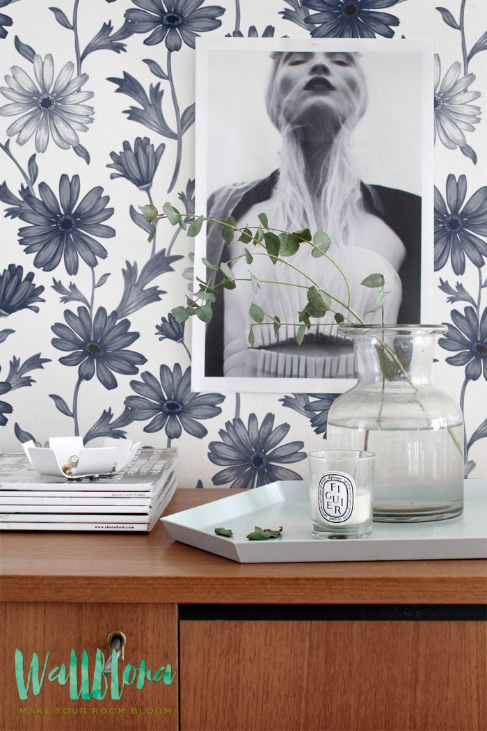 Blue Gerber Removable Wallpaper