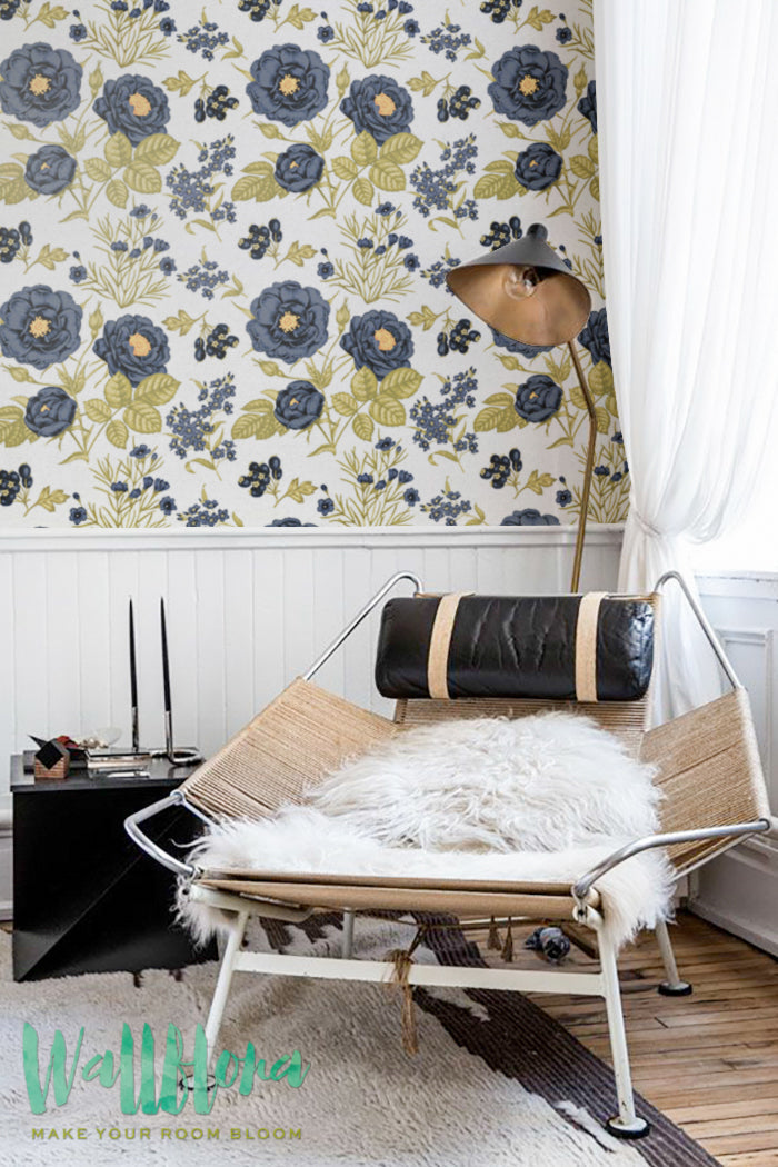 Blue Roses Removable Wallpaper