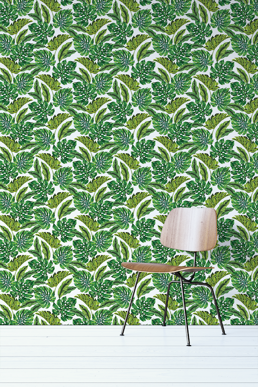 Bohemian Wallpaper With Green Leaves