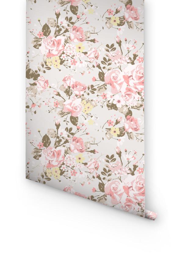 Roses Peel And Stick Wallpaper For Bathroom