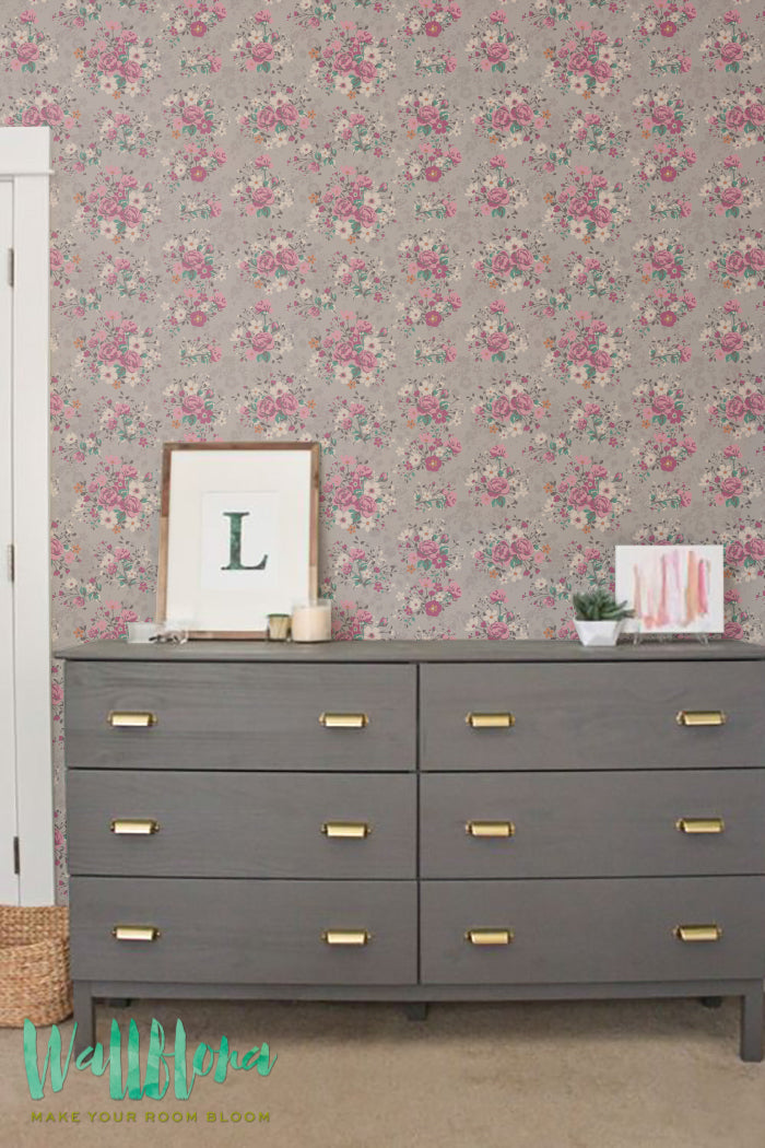 Vintage Floral Removable Wallpaper