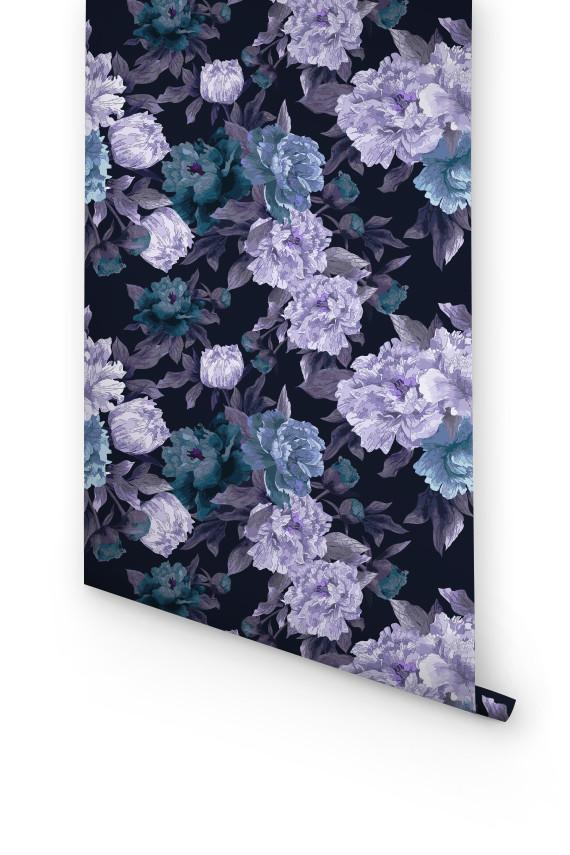 Dark Floral Removable Wallpaper For Bedroom
