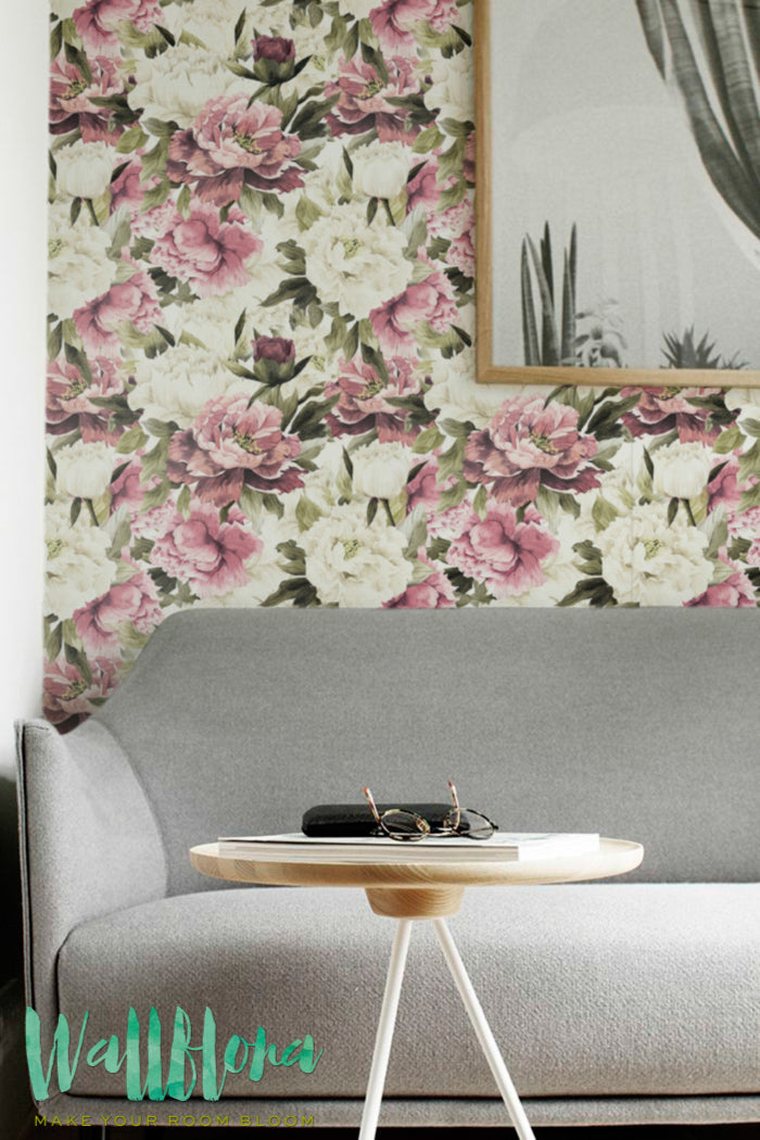 Peonies Pattern Removable Wallpaper
