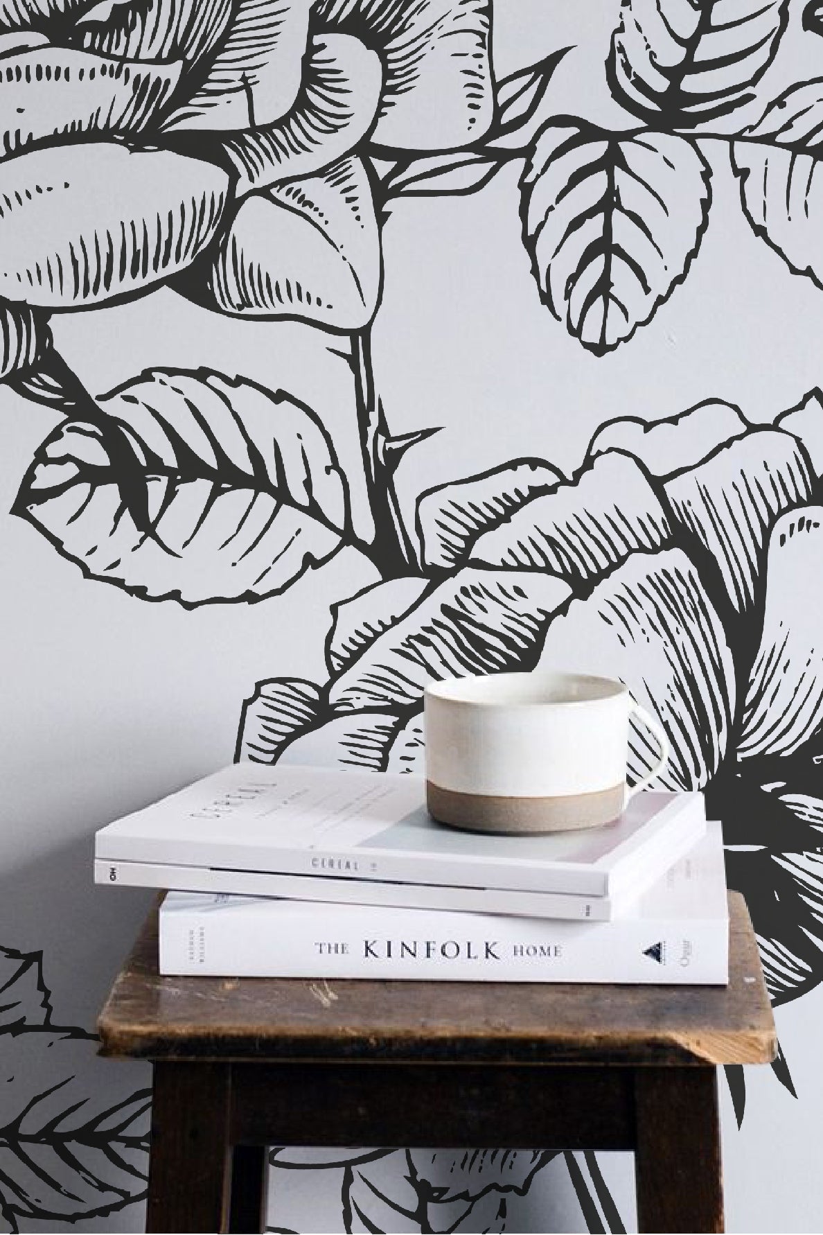 Monochrome Roses Removable Wallpaper