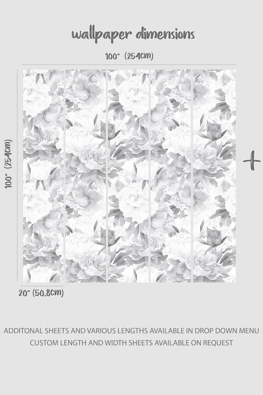 Black And White Floral Wallpaper Mural