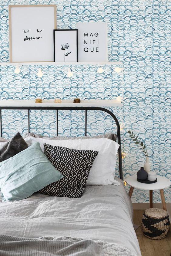 Blue Watercolor Waves Removable Wallpaper
