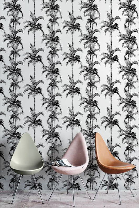 Black And White Palm Trees Removable Wallpaper
