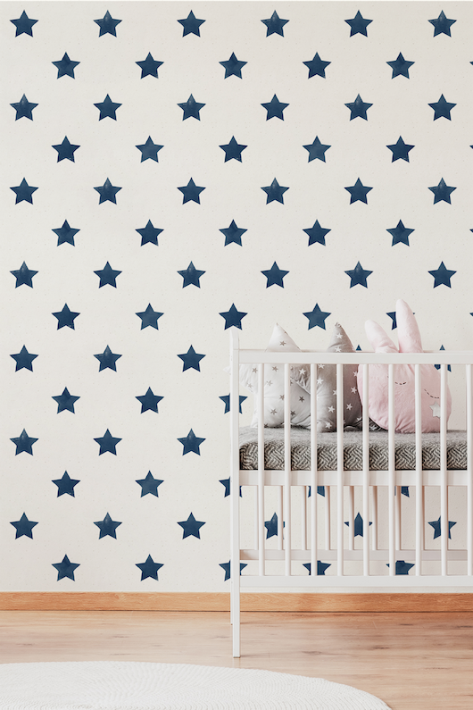 Blue Watercolor Stars Wallpaper For Nursery