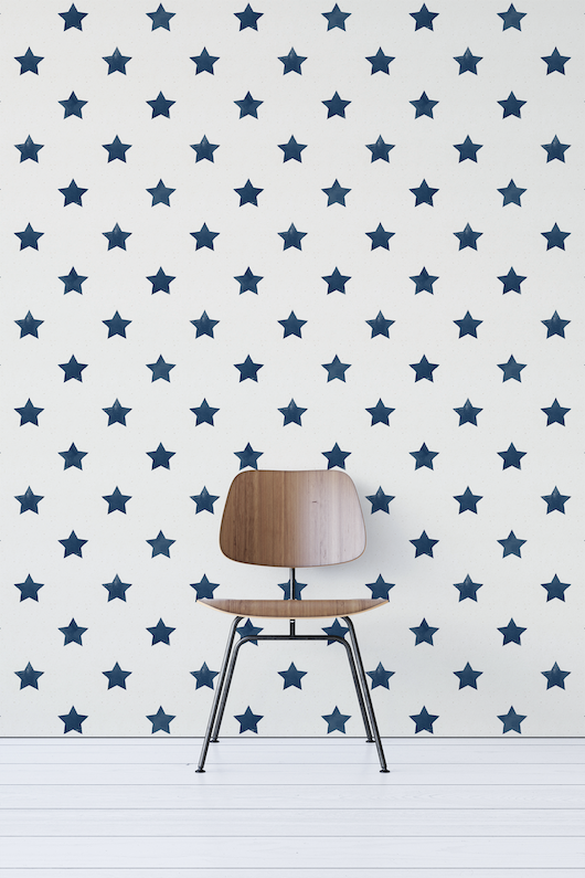 Blue Watercolor Stars Wallpaper For Nursery