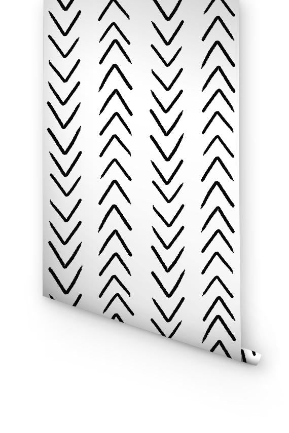 Black And White Herringbone Removable Wallpaper