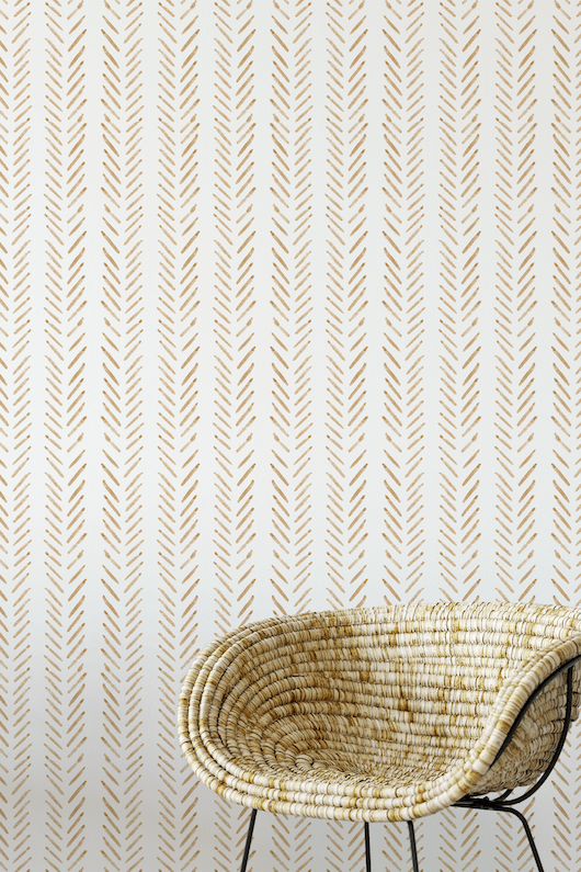Terracotta herringbone removable wallpaper