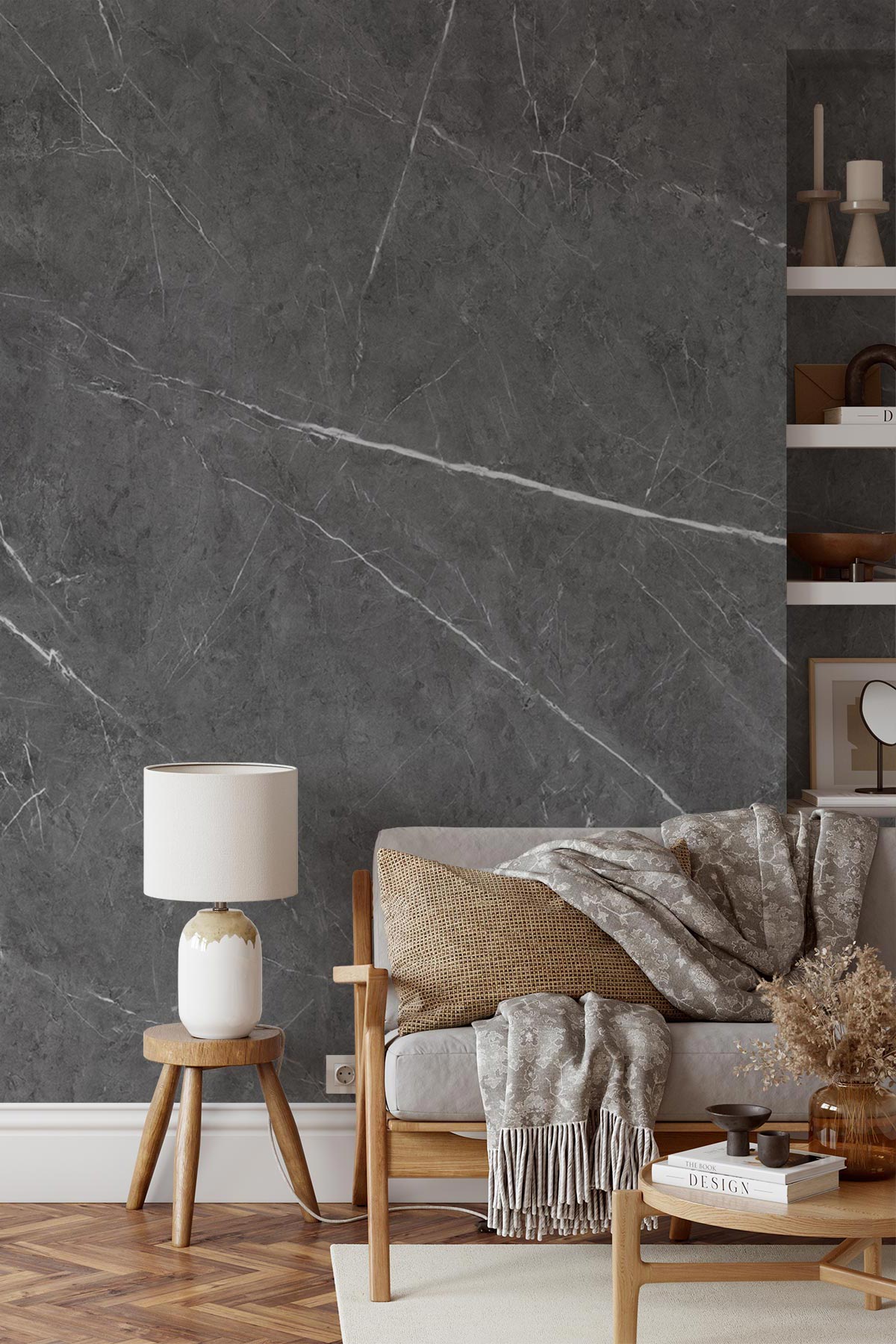 Dark Marble Stone Peel And Stick Wallpaper