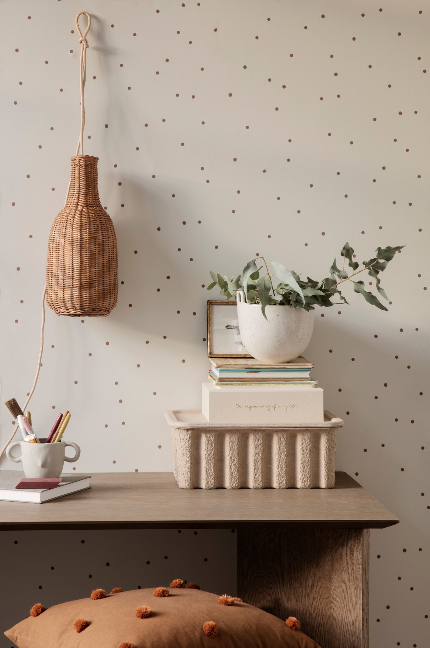 Ferm Living punottu Bottle varjostin rottinki