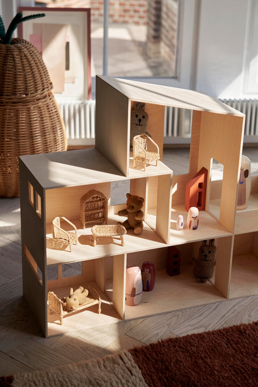 Ferm Living nukkekodin kalusteet 5kpl rottinki