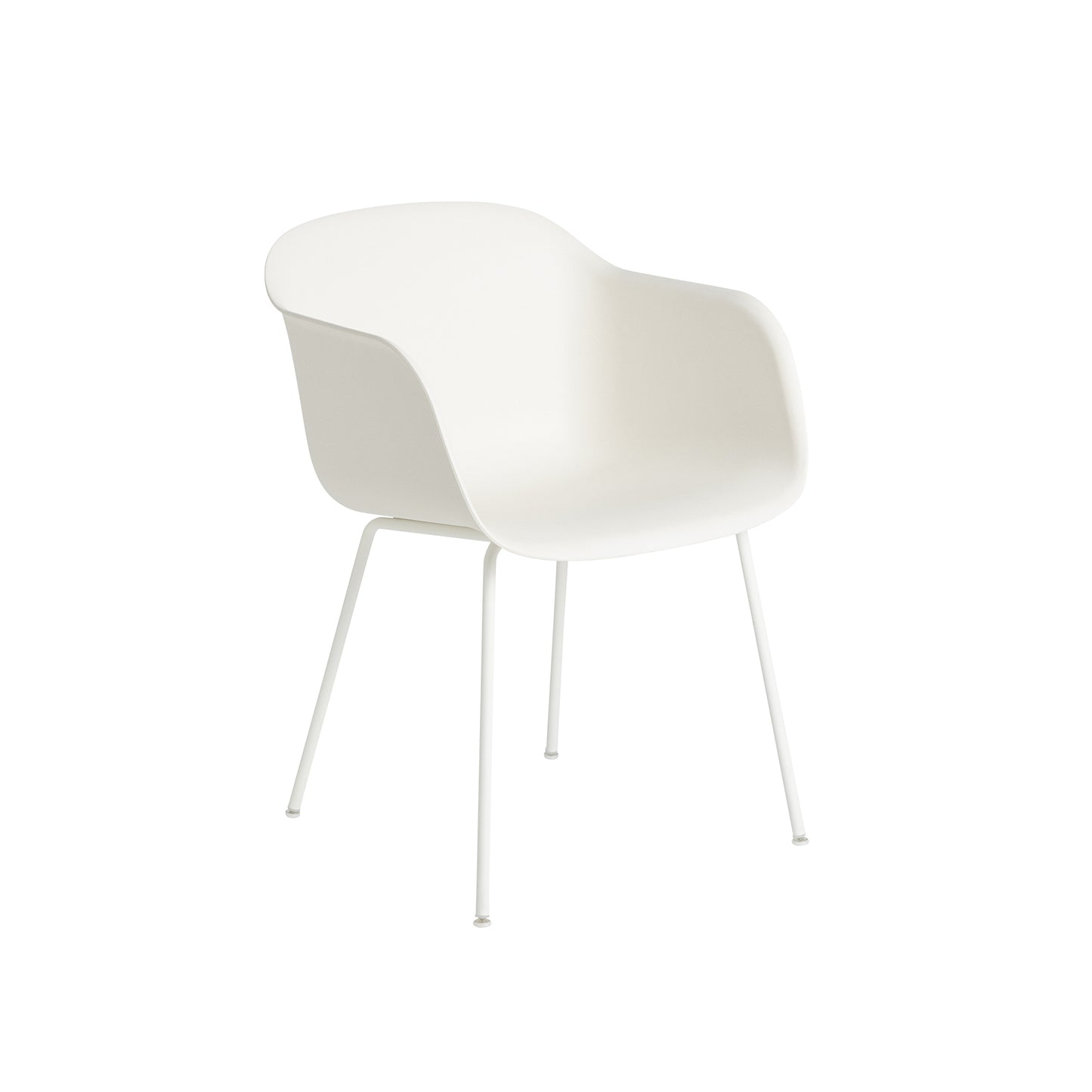 Muuto Fiber tuoli käsinojilla, teräsjalat, valkoinen
