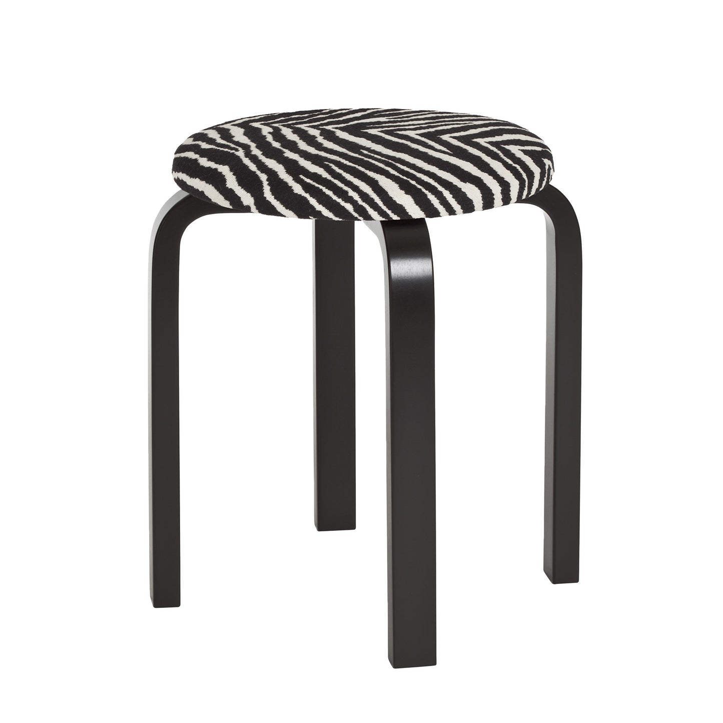 Artek E60 jakkara Zebra-verhoilu musta