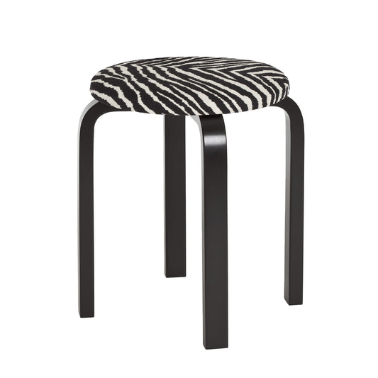 Artek E60 jakkara Zebra-verhoilu musta