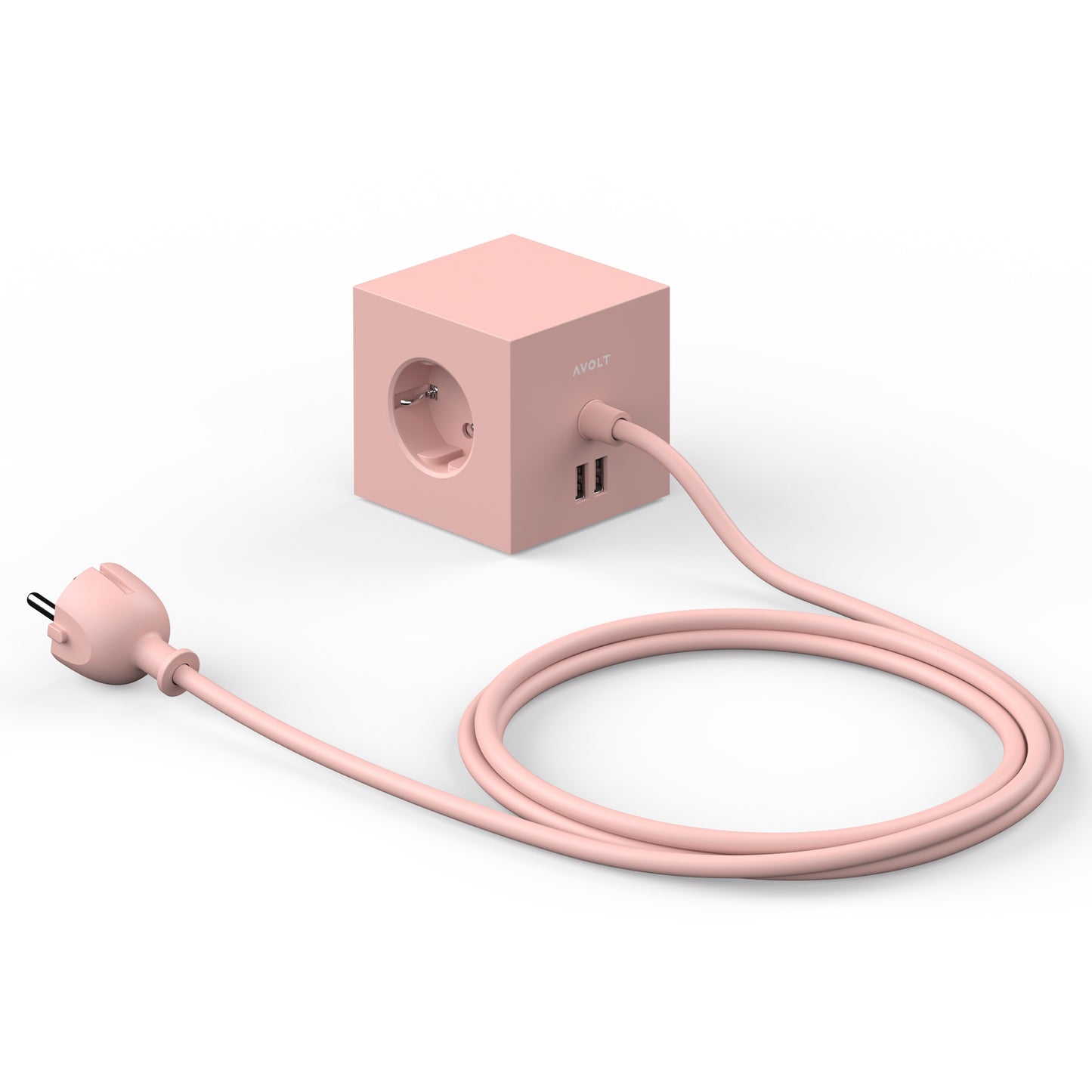 Avolt Square 1 USB jatkojohto vaaleanpunainen