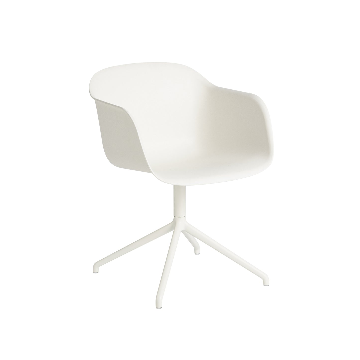 Muuto Fiber tuoli käsinojilla, pyörivä, valkoinen