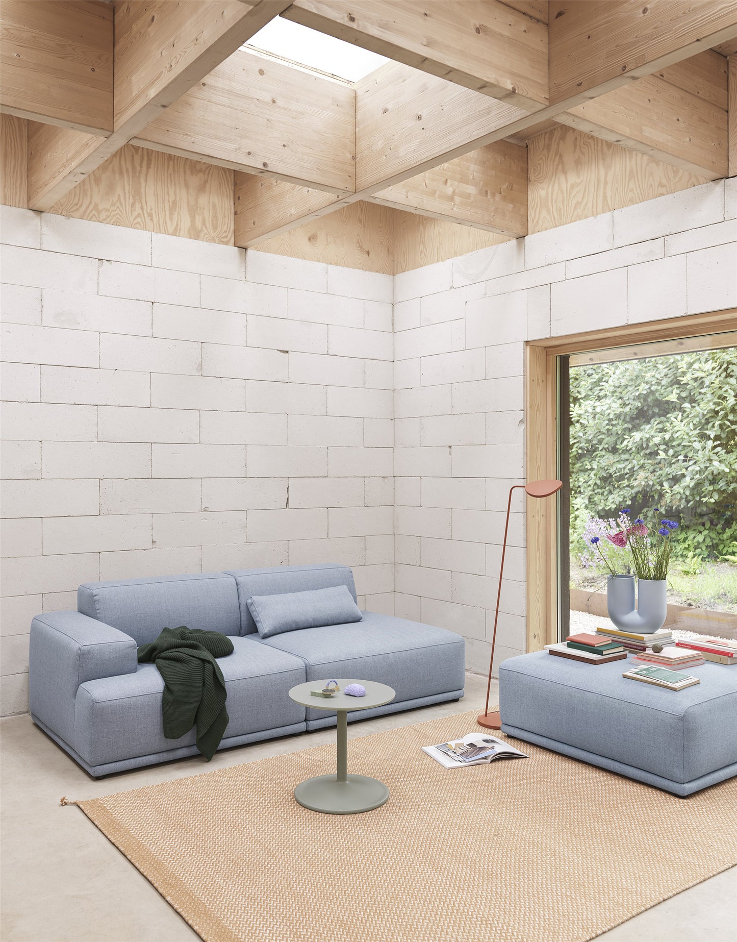 Muuto Connect Soft 2-istuttava moduulisohva Re-wool 128