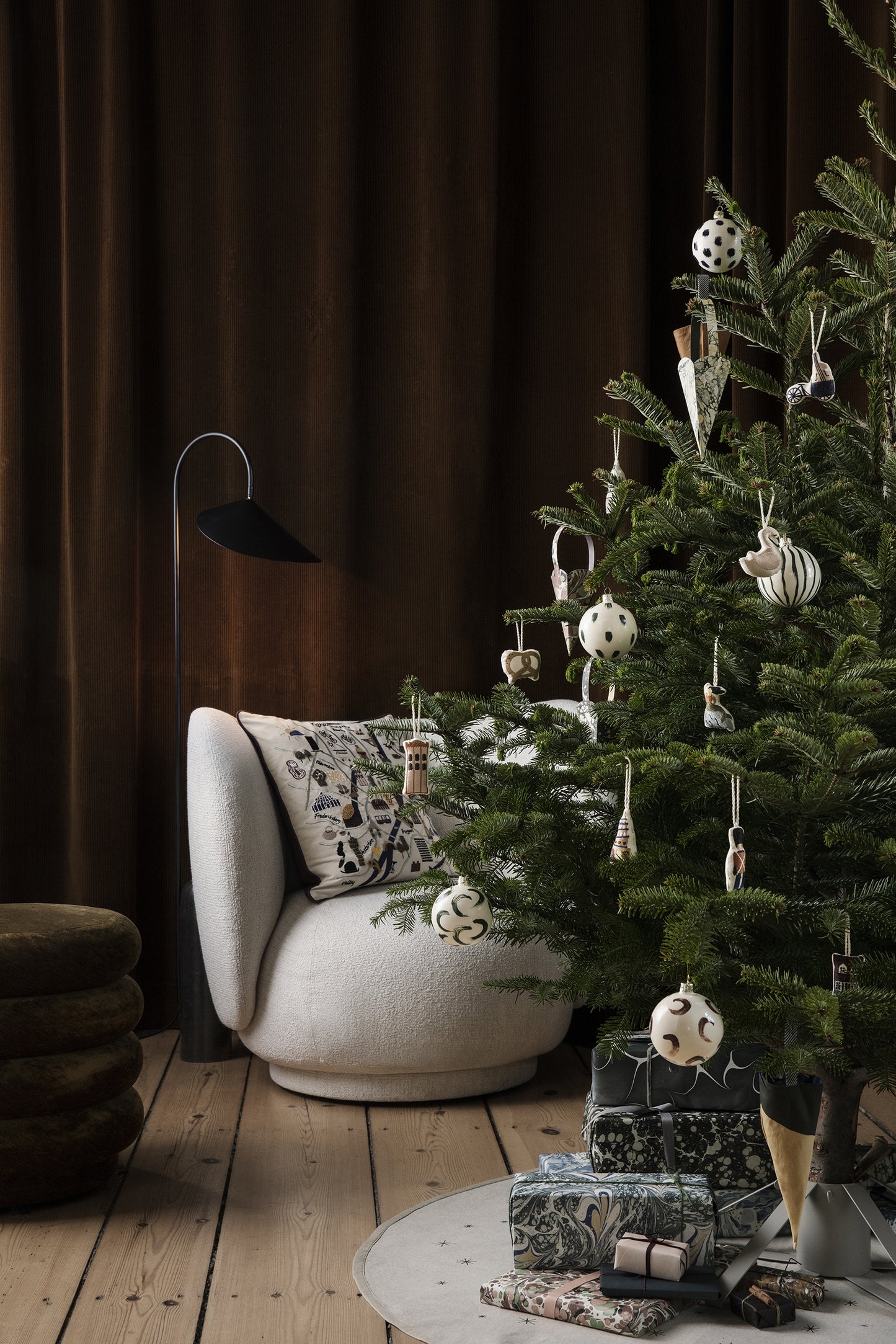 Ferm Living joulupallo 4kpl vihreä